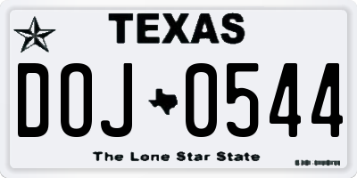 TX license plate DOJ0544