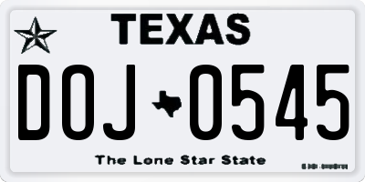 TX license plate DOJ0545