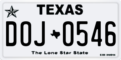 TX license plate DOJ0546
