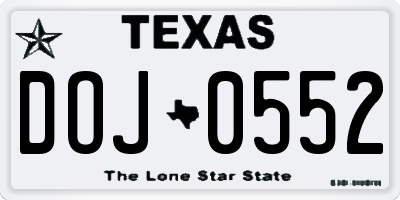 TX license plate DOJ0552
