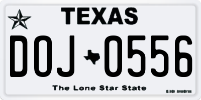 TX license plate DOJ0556