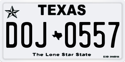 TX license plate DOJ0557
