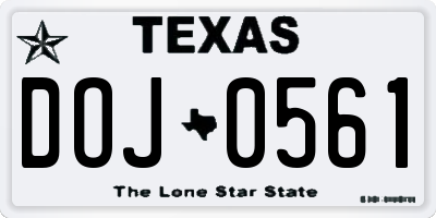 TX license plate DOJ0561