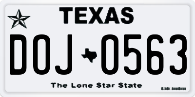 TX license plate DOJ0563