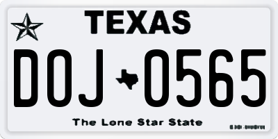 TX license plate DOJ0565