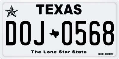TX license plate DOJ0568