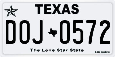 TX license plate DOJ0572