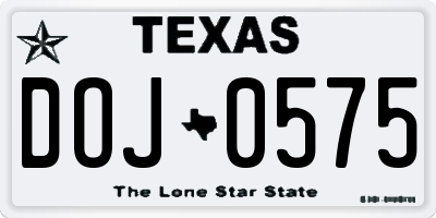 TX license plate DOJ0575