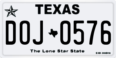 TX license plate DOJ0576