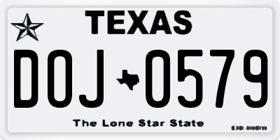TX license plate DOJ0579