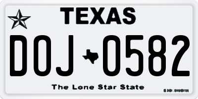 TX license plate DOJ0582