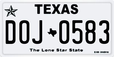 TX license plate DOJ0583