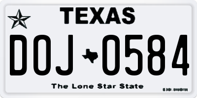 TX license plate DOJ0584