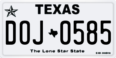 TX license plate DOJ0585