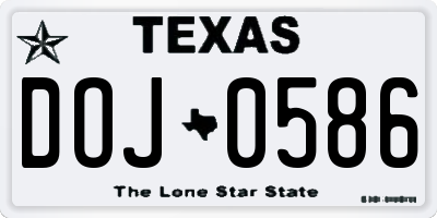 TX license plate DOJ0586
