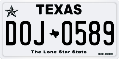 TX license plate DOJ0589