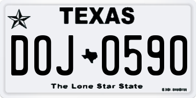 TX license plate DOJ0590