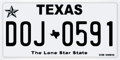 TX license plate DOJ0591