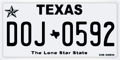 TX license plate DOJ0592