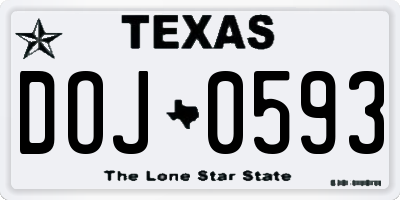 TX license plate DOJ0593