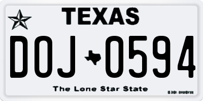 TX license plate DOJ0594