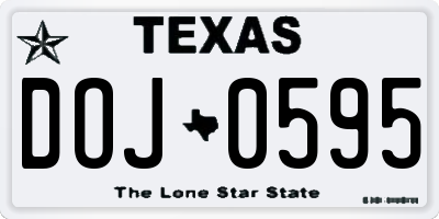 TX license plate DOJ0595