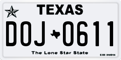 TX license plate DOJ0611