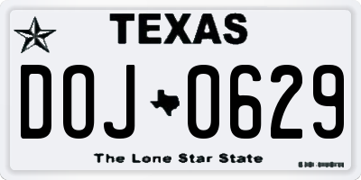 TX license plate DOJ0629