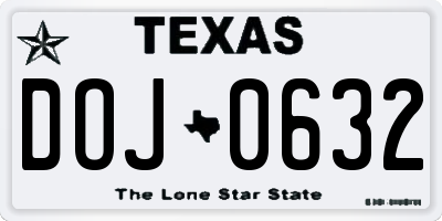 TX license plate DOJ0632