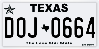 TX license plate DOJ0664