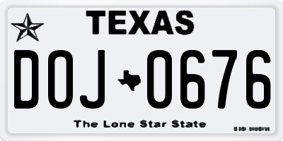 TX license plate DOJ0676