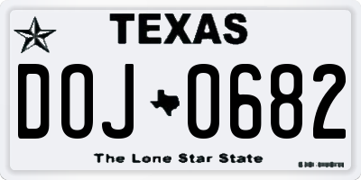 TX license plate DOJ0682