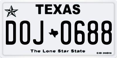TX license plate DOJ0688