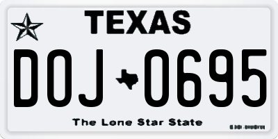 TX license plate DOJ0695