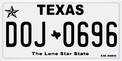 TX license plate DOJ0696