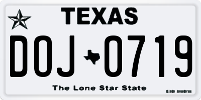 TX license plate DOJ0719