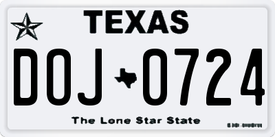 TX license plate DOJ0724