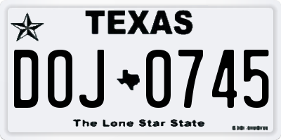TX license plate DOJ0745