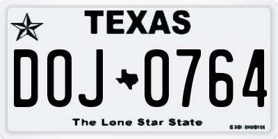 TX license plate DOJ0764
