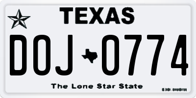 TX license plate DOJ0774