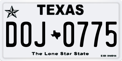 TX license plate DOJ0775