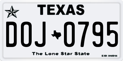 TX license plate DOJ0795