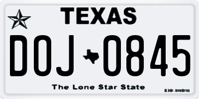 TX license plate DOJ0845