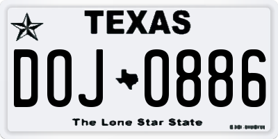 TX license plate DOJ0886