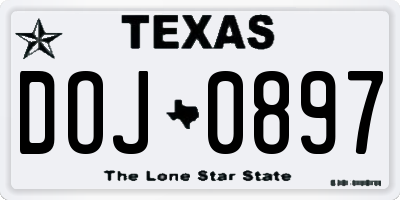 TX license plate DOJ0897