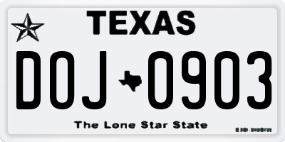 TX license plate DOJ0903