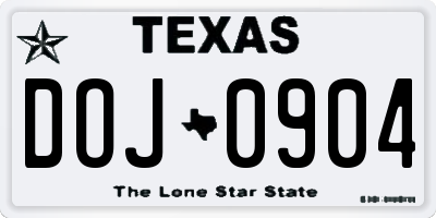 TX license plate DOJ0904