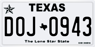 TX license plate DOJ0943