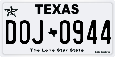 TX license plate DOJ0944