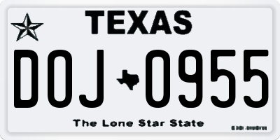TX license plate DOJ0955